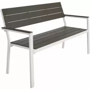 Tectake - Garden bench 2-seater w/ aluminium frame (128x59x88cm) - light grey/white - light grey/white