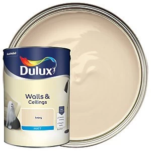 Dulux Walls & Ceilings Ivory Matt Emulsion Paint 5L