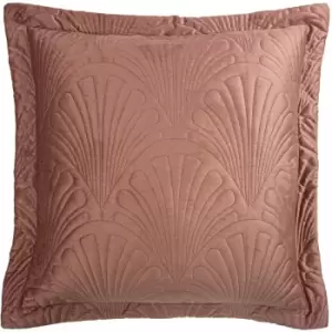 Paoletti - Palmeria Embroidered Faux Velvet Quilted Cushion Cover, Blush, 60 x 60 Cm