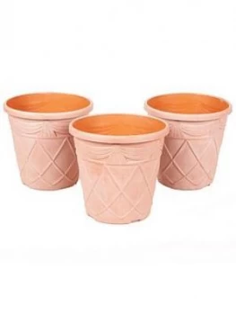 You Garden Set Of 3 Aged Teracotta Tuscan Planters 10"