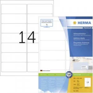 Herma 4678 Labels 99.1 x 38.1mm Paper White 1400 pcs Permanent Address labels Inkjet, Laser, Copier 100 Sheet A4