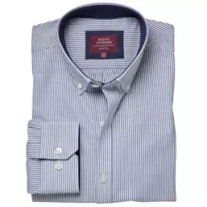 Brook Taverner Mens Lawrence Oxford Stretch Long-Sleeved Formal Shirt (14.5in) (Navy)
