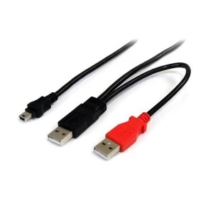 StarTech 1ft USB Y Cable for External Hard Drive USB A to mini B