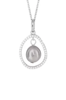 Floating Freshwater Pearl Pendant with Pave CZ