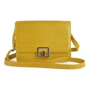 Square Lock Crocodile Cross Body Bag (One Size) (Mustard) - Ks Brands