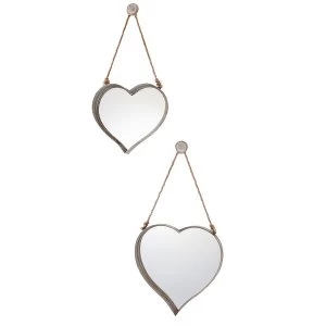 Gallery Set of 2 Metal Heart Rustic Mirrors - Cream