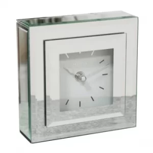 HESTIA Stepped Double Layer Glass Square Mantel Clock