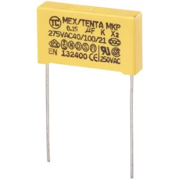 MKP X2 suppression capacitor Radial lead 0.15 uF 275 V AC 10 22.5mm L x W x H 26.5 x 6 x 15mm MKP X2
