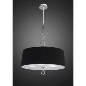 Diyas - Mara pendant lamp 4 bulbs E27 round, polished chrome with Black lampshade