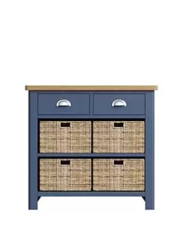 K-Interiors Fontana Ready Assembled Solid Wood 2 Drawer, 4 Basket Sideboard - Blue