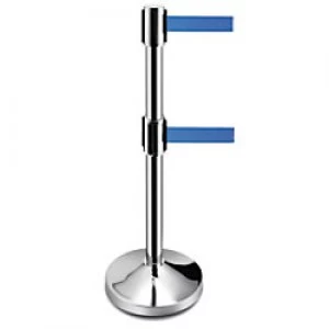 GPC Retractable Barrier Stainless Steel Post AND Blue Belt