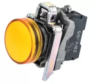 Schneider Electric, Harmony XB4, Panel Mount Orange LED Pilot Light, 22mm Cutout, IP66, IP67, IP69, IP69K, 120 V ac
