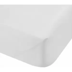 100% Cotton Percale 200 Thread Count Extra Deep Fitted Sheet, White, Double - Bianca