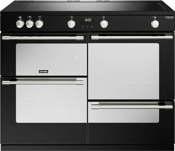 Stoves Sterling Deluxe ST DX STER D1100Ei TCH BK Electric Range Cooker with Induction Hob - Black - A/A/A Rated
