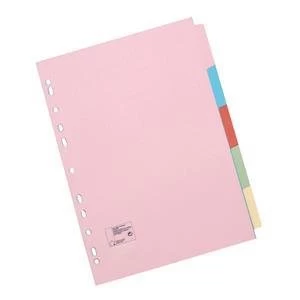 5 Star Office A3 File Dividers 5 Part Landscape Assorted Colours