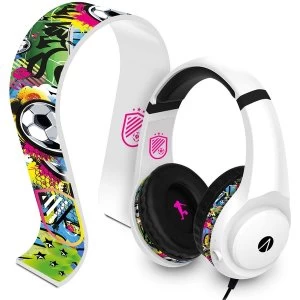 STEALTH Street Gaming Headphone Headset with Stand (White with Black/Graffiti Stand)