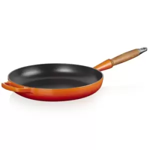 Le Creuset 28cm Cast Iron Frying Pan With Wooden Handle Volcanic