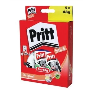 Pritt 43g Solid Washable Non Toxic Glue Stick Large White Pack of 5
