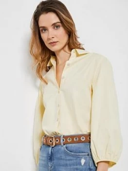 Mint Velvet Full Sleeve Cotton Shirt - Yellow, Size 16, Women