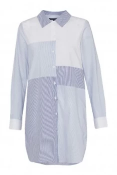 French Connection City Stripe Oversized Shirt Dress Blue