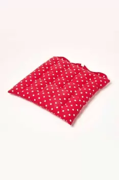 Red Polka Dot Seat Pad with Button Straps 100% Cotton