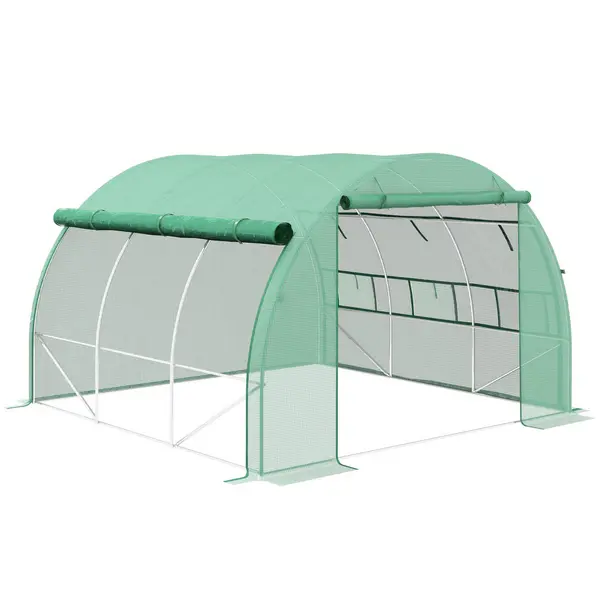 Outsunny 3 x 3 x 2m Polytunnel Greenhouse Pollytunnel Tent with Steel Frame Green