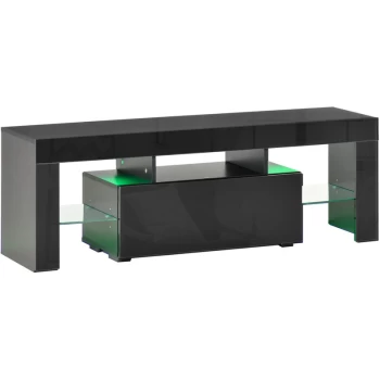 Homcom - High Gloss TV Stand Cabinet W/ LED RGB Lights and Remote Control Black