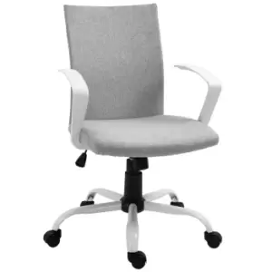 Vinsetto Office Chair Linen Swivel Computer Desk Chair Home Study Task Chair with Wheels, Arm, Adjustable Height, Dark Grey