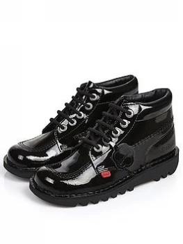 Kickers Kick Hi Patent School Shoes - Black, Size 11 Younger