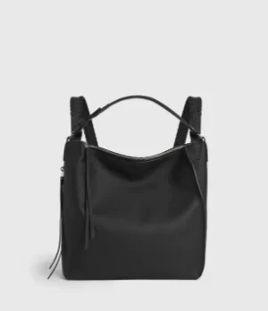 AllSaints Womens Leather Kita Small Backpack, Black, Size: 29x30x11cm