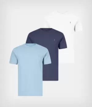 AllSaints Mens Brace Crew T-Shirt 3 Pack, Blue/blue/opt Wht, Size: S