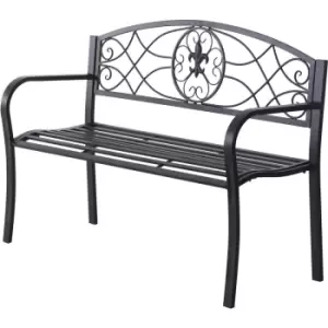 Outdoor Patio Garden Bench Scroll Park Furniture Porch Chair Metal - Outsunny