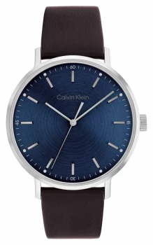 Calvin Klein 25200052 Blue Dial Brown Leather Strap Watch