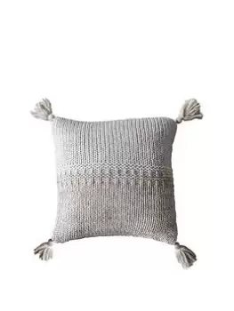 Gallery Two Tone Knitted Cushion - Oatmeal/Cream