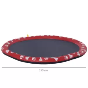 Pawhut 150cm Splash Pad Sprinkler For Pets - Red