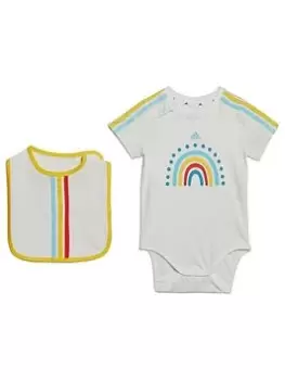 Adidas Infant 3-Stripes Vest & Bib Gift Set - White