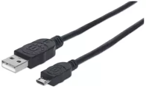 Manhattan USB-A to Micro-USB Cable, 3m, Male to Male, Black, 480...