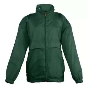 SOLS Kids Unisex Surf Windbreaker Jacket (Water Resistant And Windproof) (5-6) (Forest Green)