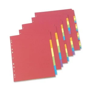 Concord Bright Subject Dividers Europunched 12-Part A4 Assorted Ref 50999