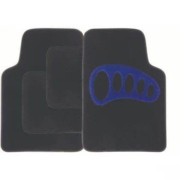 Streetwize Carpet Mat Set 4 Piece Black with Blue Heel Pad