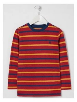 FatFace Boys Long Sleeve Multi Stripe T-Shirt - Red, Size 4-5 Years