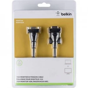 Belkin VGA Cable extension 3m gold plated connectors, screwable Black [1x VGA plug - 1x VGA socket]