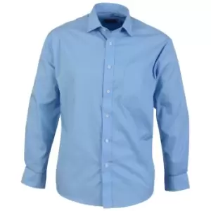 Absolute Apparel Mens Long Sleeved Classic Poplin Shirt (XL) (Light Blue)