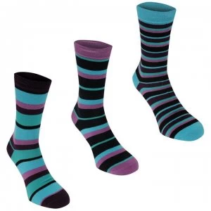 Kangol Formal Socks 3 Pack Ladies - Purple Stripe