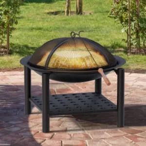 Fire Pit Steel 55cm with Wood Compartment