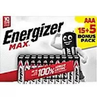 Energizer Alkaline Batteries Max AAA LR03 1200 mAh 1.5 V Pack of 20