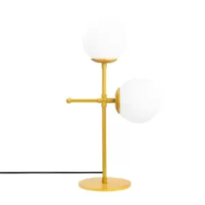 Model 8 Deco 2-Light Globe Table Lamp Golden