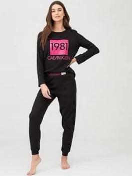 Calvin Klein Long Sleeve Pyjama Set - Black Size M Women