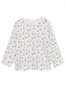Mango Baby Girls Floral Long Sleeve Tshirt - White, Size 12-18 Months
