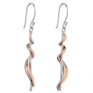 Elements Silver Rose Gold Detail Twsist Drop Earrings E5696